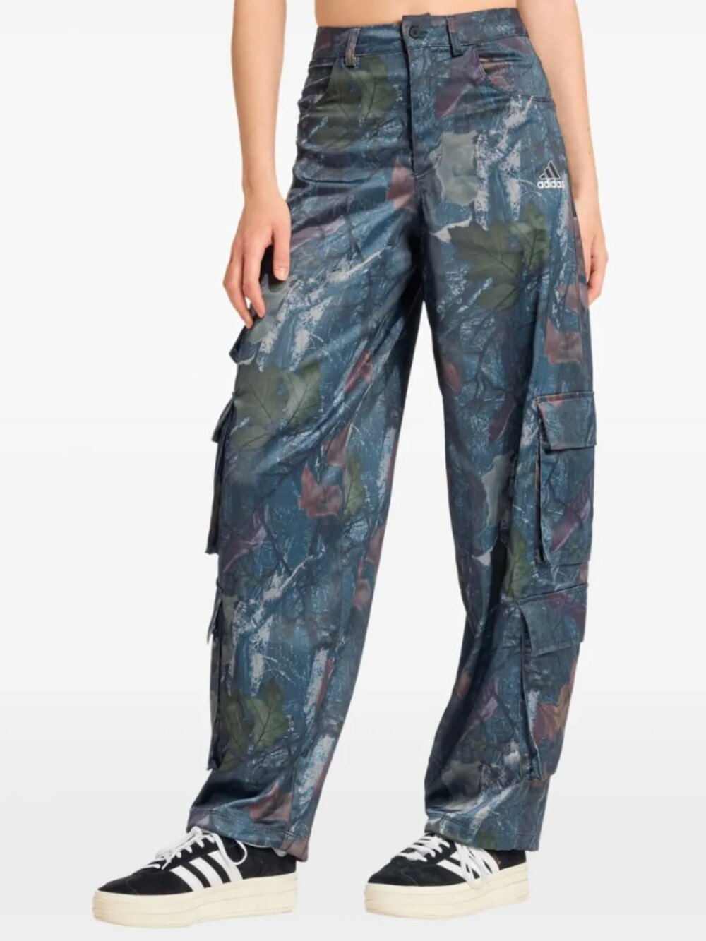 ADIDAS ORIGINALS LEAF CAMO PRINT SATIN CARGO PANTS SIZE 26